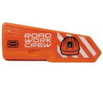 Technic, Panel Fairing #22 Very Small Smooth, Side A with 'ROAD WORK CREW', Construction Helmet and Orange and White Danger Stripes Pattern (Sticker) - Set 42060