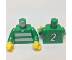 Torso Soccer Horizontal White Stripes and No. 2 Back Pattern / Green Arms / Yellow Hands