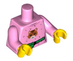 Torso Female Top with Cupcake over Heart and Stars Pattern / Bright Pink Arms / Yellow Hands