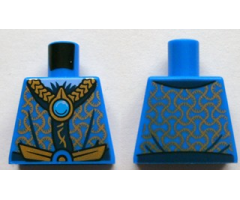 Torso Robe with Gold and Dark Blue Collar and Dark Azure Round Jewel (Chi) Pattern