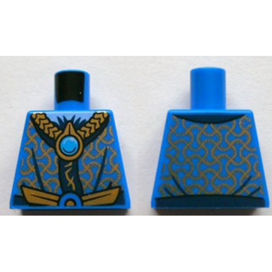 Torso Robe with Gold and Dark Blue Collar and Dark Azure Round Jewel (Chi) Pattern