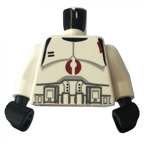 Torso SW Armor Clone Trooper with Dark Red Mark Pattern / White Arms / Black Hands