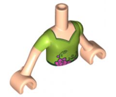 Mini Doll, Torso Friends Girl Lime Top with V-neck, Roses and Thorns Pattern, Light Nougat Arms with Hands with Lime Short Sleeves (Poison Ivy)