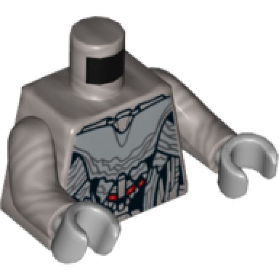 Torso Silver Armor with Red Spots Pattern (Ultimate Ultron) / Flat Silver Arms / Light Bluish Gray Hands