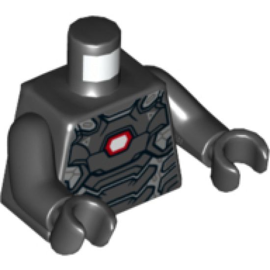 Torso Pearl Dark Gray and Silver Armor Plates with White and Red Reactor Pattern / Black Arms / Black Hands