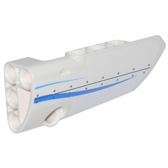 Technic, Panel Fairing # 4 Small Smooth Long, Side B with Blue Curved Stripes and Rivets Pattern (Sticker) - Set 42025
