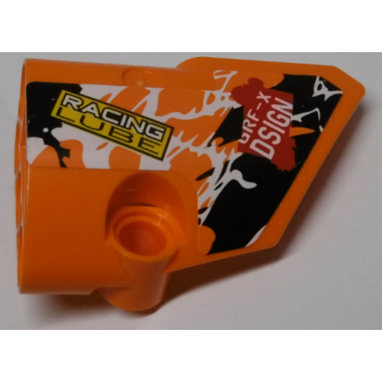 Technic, Panel Fairing # 2 Small Smooth Short, Side B with 'RACING LUBE' and 'GRF-X DSIGN' and Black, Orange and White Pattern (Sticker) - Set 42007