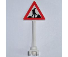 Road Sign Triangle with Thick Worker and 2 Piles Pattern