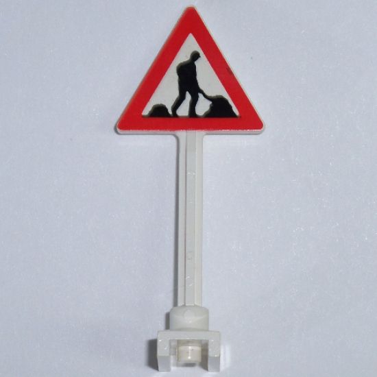 Road Sign Triangle with Thick Worker and 2 Piles Pattern