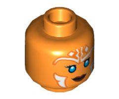 Minifigure, Head Dual Sided Alien with SW Ahsoka, Blue Eyes and White Lines, Smile / Frown Pattern - Hollow Stud