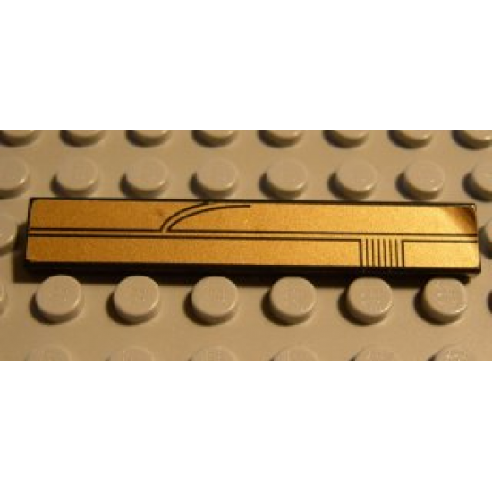 Tile 1 x 6 with Gold Panel Pattern (Sticker) - Set 8007