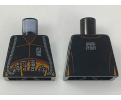 Torso with Dark Orange Seams, Silver Badge and Hoses and Mechanical Components Pattern