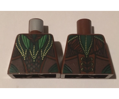 Torso LotR Elven Coat with Green and Dark Green Leaves with Gold Dots Pattern