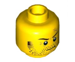 Minifigure, Head Beard Stubble, Sideburns, Eyebrows, Crow's Feet, Scar Pattern - Hollow Stud