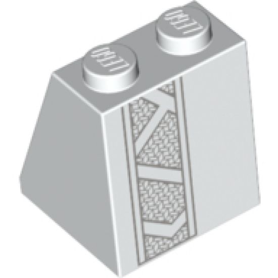 Slope 65 2 x 2 x 2 with Bottom Tube with Minifigure Dress/Skirt/Robe, Dark Bluish Gray Mesh Stripe Pattern