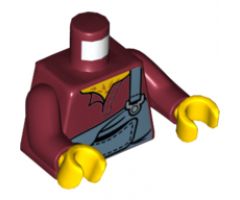 Torso Torn Sand Blue Overalls over Open Shirt Pattern (Hank Haystack) / Dark Red Arms / Yellow Hands