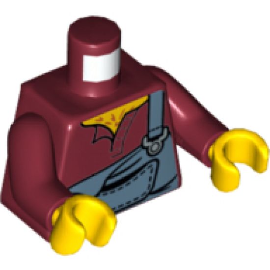 Torso Torn Sand Blue Overalls over Open Shirt Pattern (Hank Haystack) / Dark Red Arms / Yellow Hands