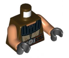 Torso SW Jedi Robe, Belt with Silver Buckle, Black Collar Pattern (Quinlan Vos) / Nougat Arms / Black Hands