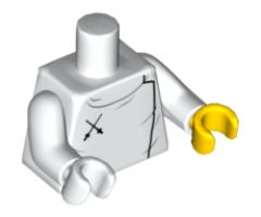Torso Fencing Plastron with 2 Black Crossed Swords Pattern / White Arms / Yellow Hand Left / White Hand Right