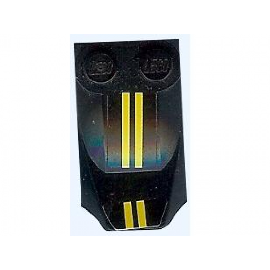 Slope, Curved 3 x 2 x 2/3 with Two Studs, Wing End with Yellow Stripes Pattern (Stickers) - Set 8135