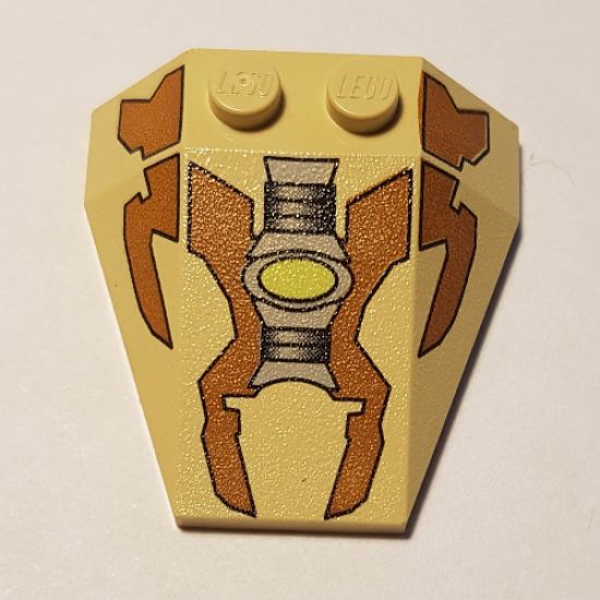 Wedge 4 x 4 Triple without Stud Notches with Brown Panels, Gray Machinery, Lime Light Pattern