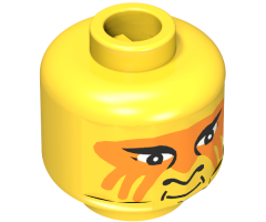 Minifigure, Head Face Paint with Orange Painted Face Pattern - Blocked Open Stud
