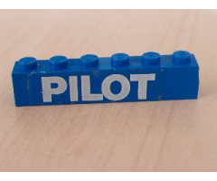 Brick 1 x 6 with White 'PILOT' Text Bold Pattern (Sticker) - Set 6542