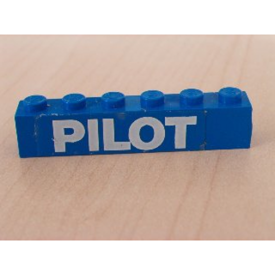 Brick 1 x 6 with White 'PILOT' Text Bold Pattern (Sticker) - Set 6542