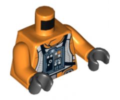 Torso SW Rebel Pilot with Black Belt with Buckle on Back Pattern / Orange Arms / Black Hands