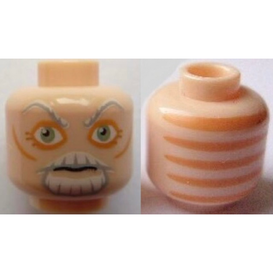 Minifigure, Head Alien with SW Ki-Adi-Mundi Pattern - Blocked Open Stud