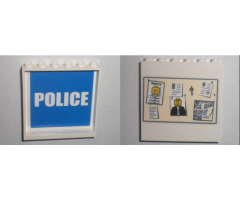 Panel 1 x 6 x 5 with White 'POLICE' on Blue Background Inside and Bulletin Board on Outside Pattern (Stickers) - Set 7744