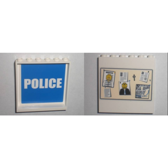Panel 1 x 6 x 5 with White 'POLICE' on Blue Background Inside and Bulletin Board on Outside Pattern (Stickers) - Set 7744