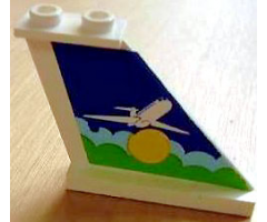 Tail 4 x 1 x 3 with White Airplane over Sun and Clouds Pattern on Right Side (Sticker) - Set 1818