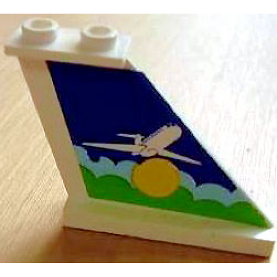 Tail 4 x 1 x 3 with White Airplane over Sun and Clouds Pattern on Right Side (Sticker) - Set 1818