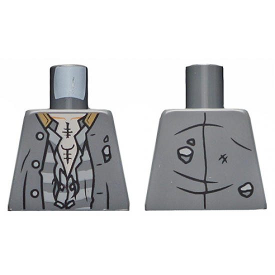 Torso Tattered Jacket, Shirt with Prison Stripes and Light Nougat Chest with Tattoos Pattern