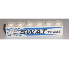Brick 1 x 6 with Bulldog and 'S.W.A.T. TEAM' Pattern Model Left (Sticker) - Set 8211