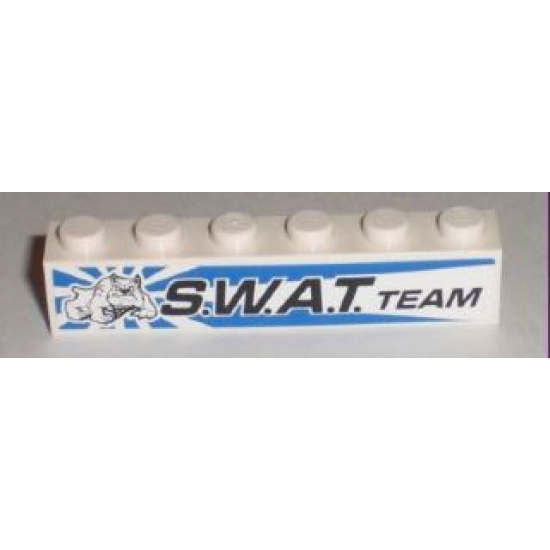 Brick 1 x 6 with Bulldog and 'S.W.A.T. TEAM' Pattern Model Left (Sticker) - Set 8211