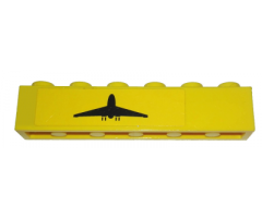 Brick 1 x 6 with Black Airplane Pattern Model Left Side (Sticker) - Set 7891