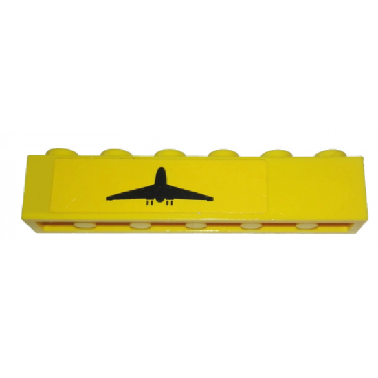 Brick 1 x 6 with Black Airplane Pattern Model Left Side (Sticker) - Set 7891