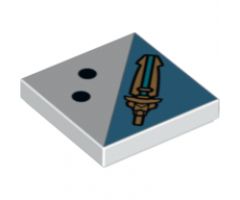 Tile 2 x 2 with 2 Black Dots and Gold Sword Pattern