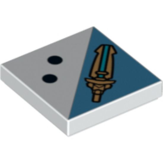 Tile 2 x 2 with 2 Black Dots and Gold Sword Pattern