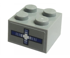 Brick 2 x 2 with Blue and White Cross / Droid Scanner Pattern (Sticker) - Set 75290