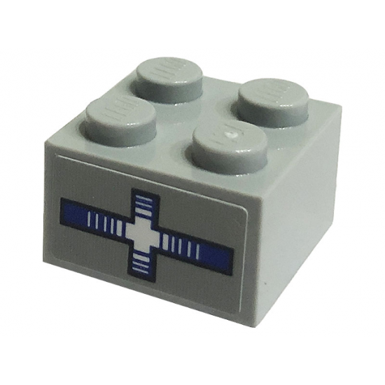 Brick 2 x 2 with Blue and White Cross / Droid Scanner Pattern (Sticker) - Set 75290