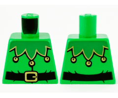 Torso Green Scalloped Collar with Gold Trim and Bells, Black Belt with Gold Buckle Pattern