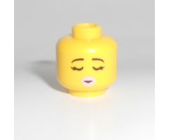 Minifigure, Head Dual Sided Black Eyebrows, Red Heart-Shaped Sunglasses, Pink Lips / Eyes Closed, Kissing Pattern - Hollow Stud (BAM)