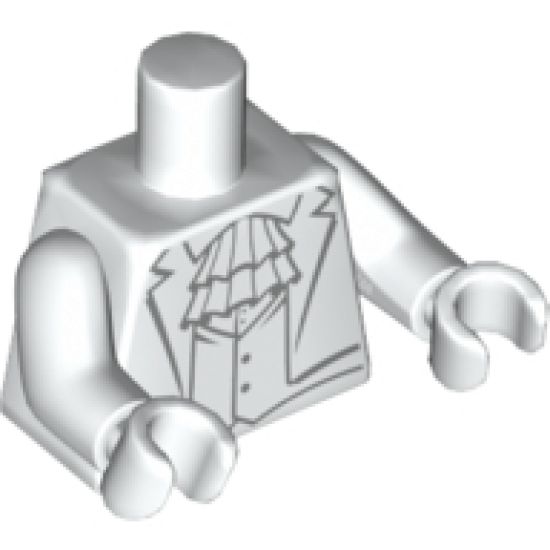 Torso Tuxedo with Vest and Neck Ruffle with Silver Outline Pattern / White Arms / White Hands