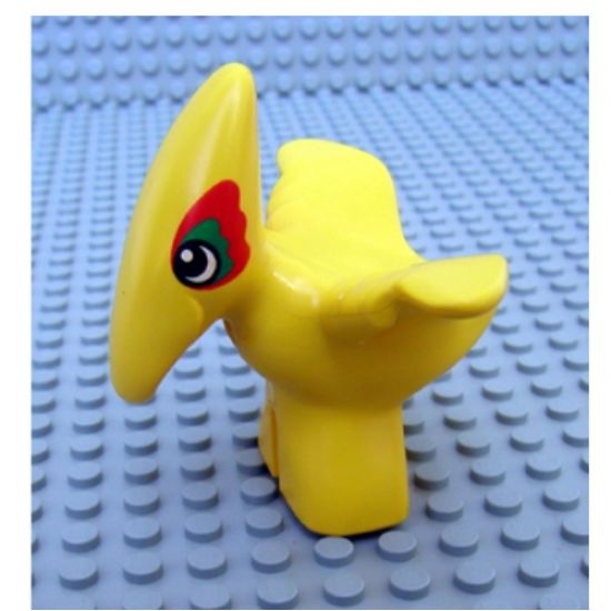 Duplo, Animal Dinosaur Pteranodon Baby with Green and Red Around Eyes Pattern