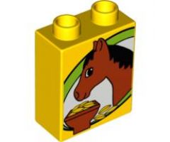 Duplo, Brick 1 x 2 x 2 with Horse Pattern