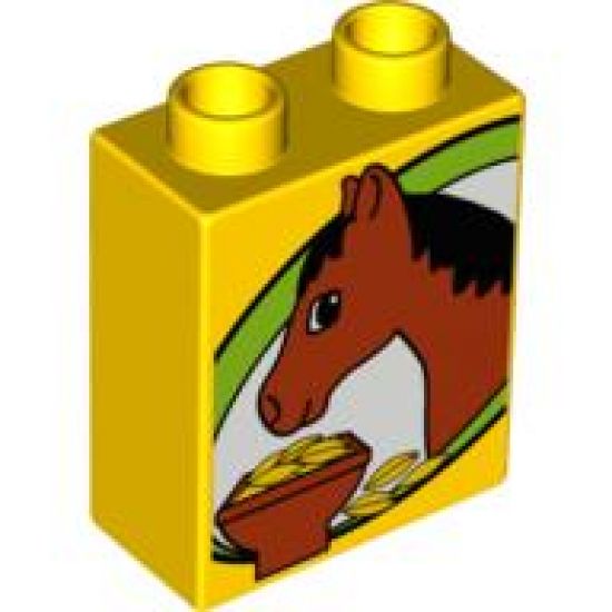 Duplo, Brick 1 x 2 x 2 with Horse Pattern