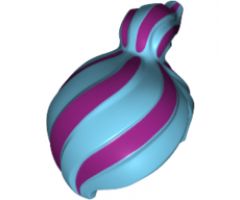 Minifigure, Hair Female Ponytail Off-center with 6 Magenta Stripes Pattern